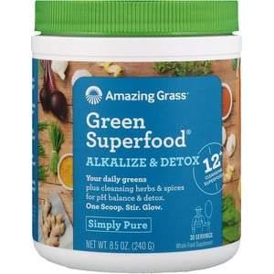 Amazing Grass, Green Superfood, Alkalize & Detox, 8.5 oz (240 g) - HealthCentralUSA