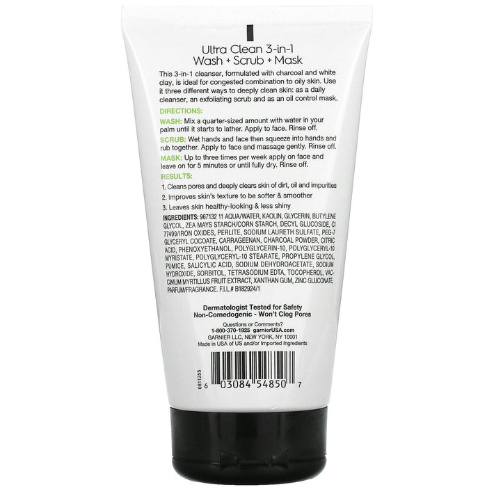 Garnier, SkinActive, Ultra Clean 3-In-1 with Charcoal, 4.4 fl oz (132 ml) - HealthCentralUSA