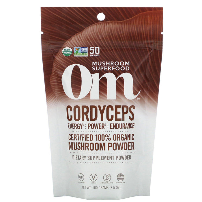 Om Mushrooms, Cordyceps, Certified 100% Organic Mushroom Powder, 3.5 oz (100 g) - HealthCentralUSA