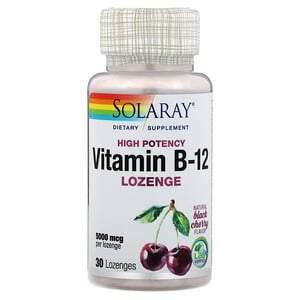 Solaray, Vitamin B-12, Natural Black Cherry, 5,000 mcg, 30 Lozenges - HealthCentralUSA