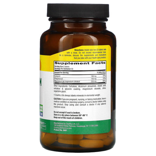 Country Life, Magnesium Citrate, 250 mg, 120 Tablets - HealthCentralUSA