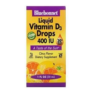 Bluebonnet Nutrition, Liquid Vitamin D3 Drops, Natural Citrus Flavor, 400 IU, 1 fl oz (30 ml) - HealthCentralUSA