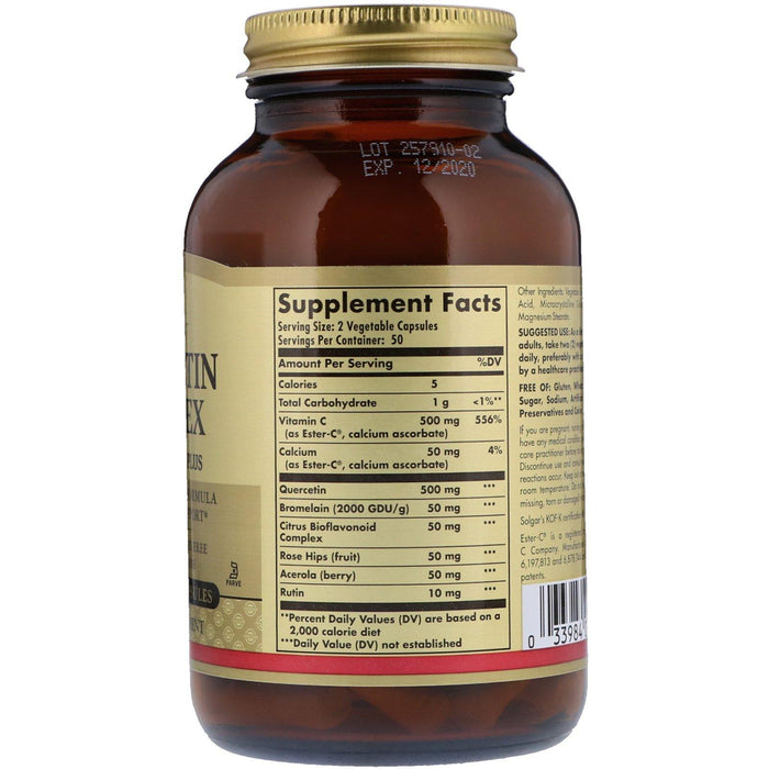 Solgar, Quercetin Complex with Ester-C Plus, 100 Vegetable Capsules - HealthCentralUSA