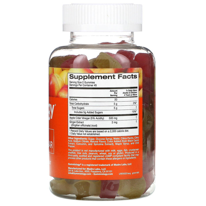 Gummiology, Adult Apple Cider Vinegar Gummies, Natural Apple Flavor, 90 Vegetarian Gummies - HealthCentralUSA