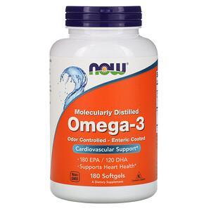 Now Foods, Omega-3, Molecularly Distilled, 180 Softgels - HealthCentralUSA