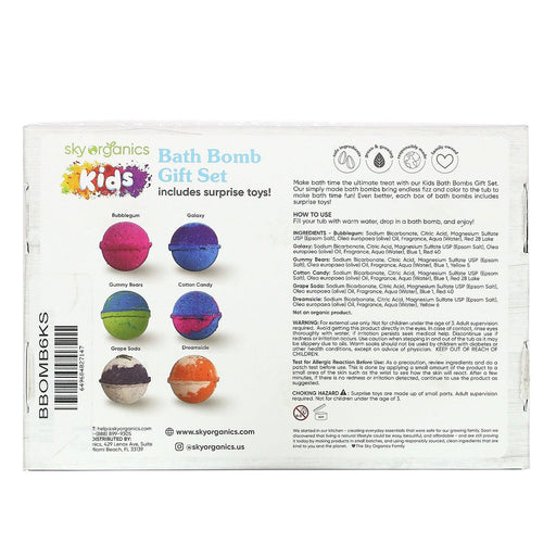 Sky Organics, Kids Bath Bomb Gift Set, 6 Bath Fizzies - HealthCentralUSA