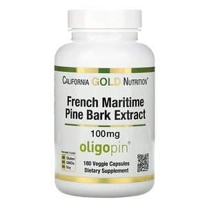 California Gold Nutrition, French Maritime Pine Bark Extract, Oligopin, Antioxidant Polyphenol, 100 mg, 180 Veggie Capsules - HealthCentralUSA