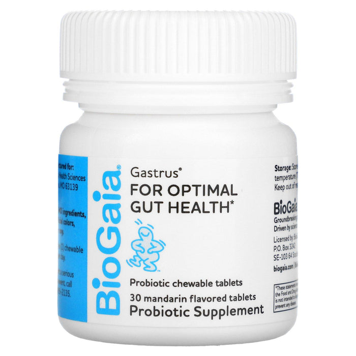 BioGaia, Gastrus For Optimal Gut Health, Mandarin, 30 Chewable Tablets - HealthCentralUSA