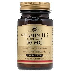 Solgar, Vitamin B2 (Riboflavin), 50 mg, 100 Tablets - HealthCentralUSA