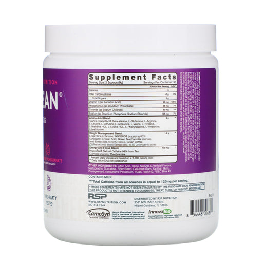 RSP Nutrition, AminoLean, Essential Amino Acids + Anytime Energy, Blackberry Pomegranate, 9.52 oz (270 g) - HealthCentralUSA