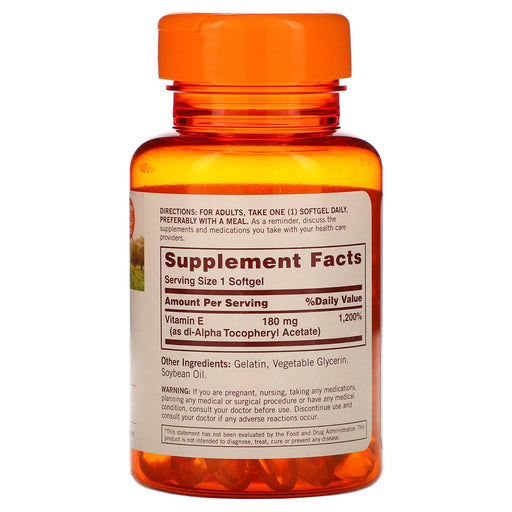 Sundown Naturals, Vitamin E, 180 mg (400 IU), 100 Softgels - HealthCentralUSA