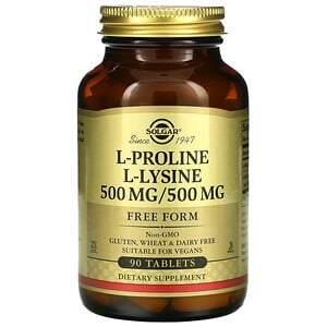Solgar, L-Proline & L-Lysine, 90 Tablets - HealthCentralUSA