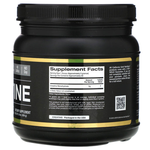 California Gold Nutrition, Creatine Monohydrate, Unflavored, 16 oz (454 g) - HealthCentralUSA