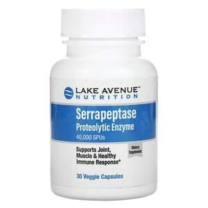 Lake Avenue Nutrition, Serrapeptase, Proteolytic Enzyme, 40,000 SPUs, 30 Veggie Capsules - HealthCentralUSA