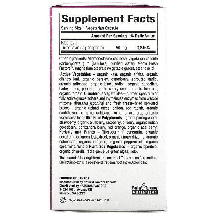 Natural Factors, BioCoenzymated, B2, Riboflavin 5'-Phosphate , 50 mg, 30 Vegetarian Capsules - HealthCentralUSA