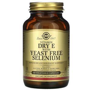 Solgar, Vitamin Dry E with Yeast Free Selenium, 100 Vegetable Capsules - HealthCentralUSA