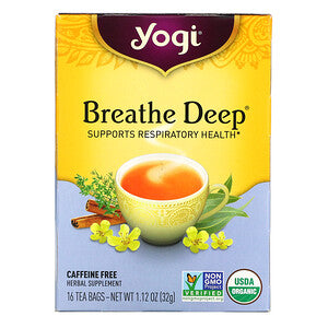 Yogi Tea, Breathe Deep, Caffeine Free, 16 Tea Bags, 1.12 oz (32 g)