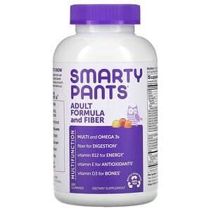 SmartyPants, Adult Formula and Fiber, Lemon, Strawberry Banana, and Orange, 180 Gummies - HealthCentralUSA