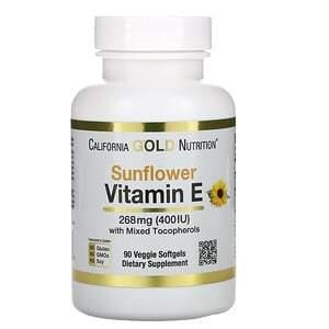 California Gold Nutrition, Sunflower Vitamin E, with Mixed Tocopherols, 400 IU, 90 Veggie Softgels - HealthCentralUSA