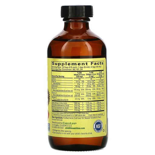 ChildLife, Pure Arctic Cod Liver Oil, Natural Strawberry, 8 fl oz (237 ml) - HealthCentralUSA
