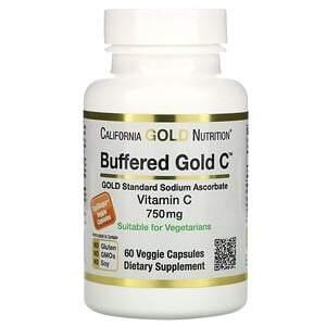California Gold Nutrition, Buffered Vitamin C Capsules, 750 mg, 60 Veggie Capsules - HealthCentralUSA