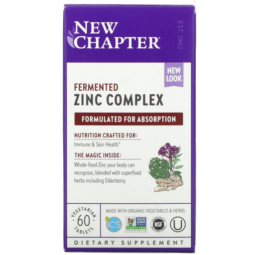 New Chapter, Fermented Zinc Complex, 60 Vegetarian Tablets - HealthCentralUSA