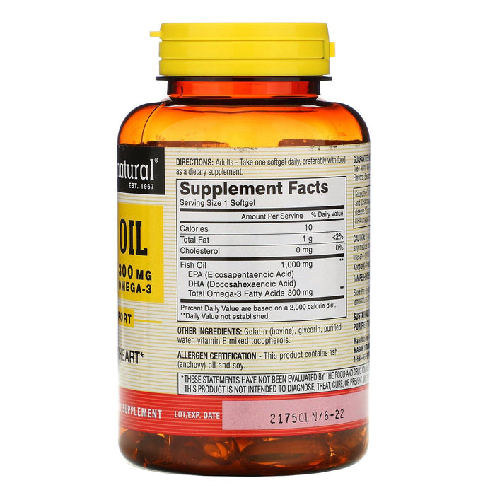 Mason Natural, Fish Oil, 1,000 mg, 120 Softgels - HealthCentralUSA
