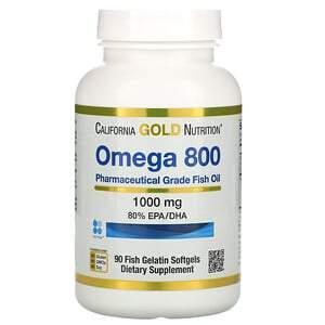 California Gold Nutrition, Omega 800 Pharmaceutical Grade Fish Oil, 80% EPA/DHA, Triglyceride Form, 1000 mg, 90 Fish Gelatin Softgels - HealthCentralUSA