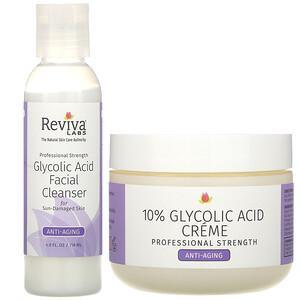 Reviva Labs, Glycolic Duo, 10% Glycolic Acid Creme & Glycolic Acid Facial Cleanser, 2 Piece Bundle - HealthCentralUSA
