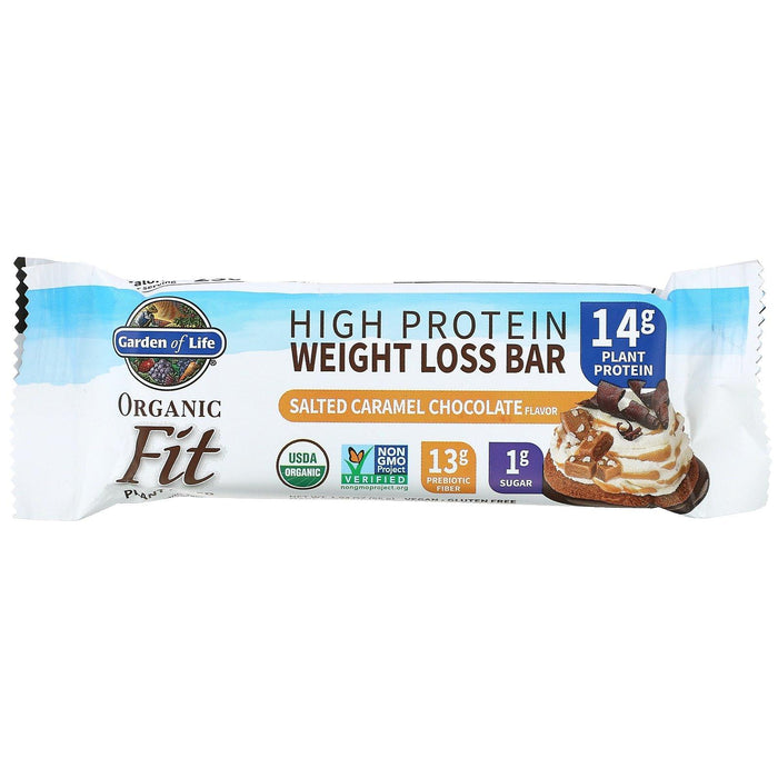 Garden of Life, Organic Fit, High Protein Weight Loss Bar, Salted Caramel Chocolate, 12 Bars, 1.94 oz (55 g) Each - HealthCentralUSA