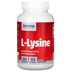Jarrow Formulas, L-Lysine, 500 mg, 100 Capsules - HealthCentralUSA