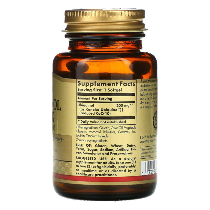 Solgar, Ubiquinol (Reduced CoQ10), 200 mg, 30 Softgels - HealthCentralUSA