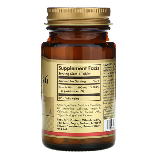 Solgar, Vitamin B6, 100 mg, 100 Tablets - HealthCentralUSA