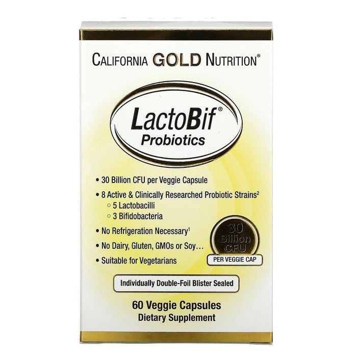 California Gold Nutrition, LactoBif Probiotics, 30 Billion CFU, 60 Veggie Capsules - HealthCentralUSA