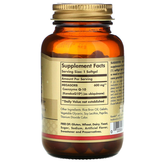 Solgar, Megasorb CoQ-10, 600 mg, 30 Softgels - HealthCentralUSA