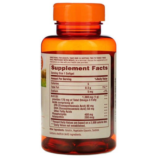 Sundown Naturals, Red Krill Oil, 1000 mg, 60 Softgels - HealthCentralUSA