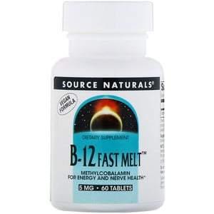Source Naturals, B-12 Fast Melt, 5 mg, 60 Tablets - HealthCentralUSA