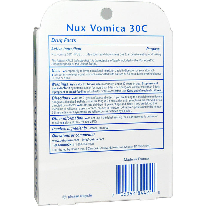 Boiron, Single Remedies, Nux Vomica, 30C, 3 Tubes, Approx 80 Pellets Each - HealthCentralUSA