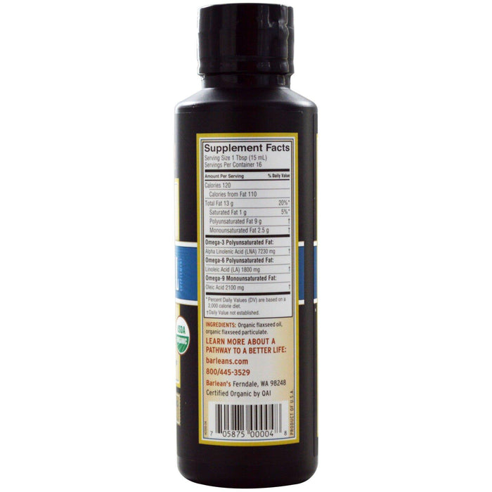 Barlean's, Organic Lignan Flax Oil, 8 fl oz (236 ml) - HealthCentralUSA