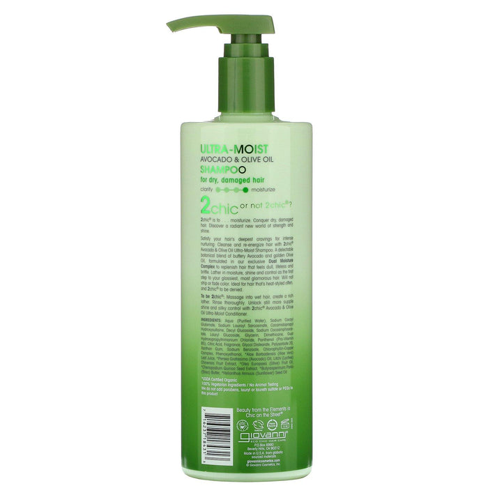 Giovanni, 2chic, Ultra-Moist Shampoo, For Dry, Damaged Hair, Avocado + Olive Oil, 24 fl oz (710 ml) - HealthCentralUSA