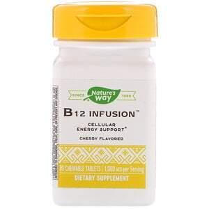 Nature's Way, B12 Infusion, Cherry Flavor, 1,000 mcg, 30 Chewable Tablets - HealthCentralUSA