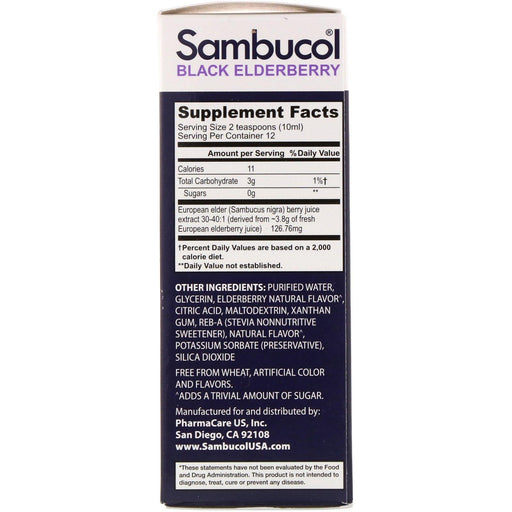 Sambucol, Black Elderberry Syrup, Sugar Free Formula, 4 fl oz (120 ml) - HealthCentralUSA