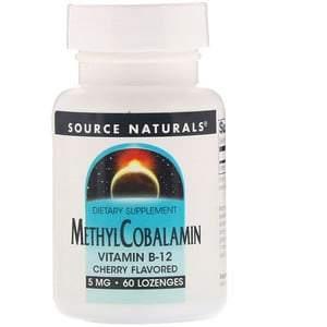 Source Naturals, MethylCobalamin, Vitamin B12, Cherry Flavored, 5 mg, 60 Lozenges - HealthCentralUSA