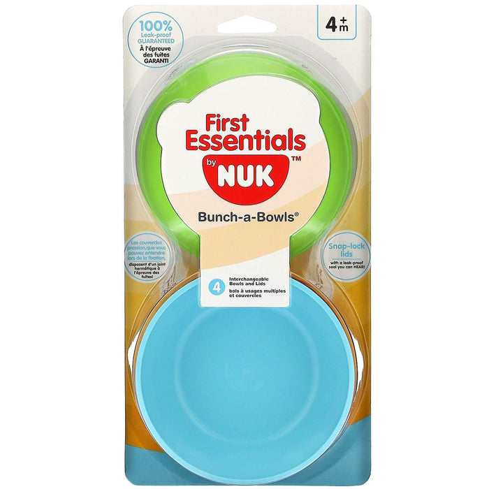 NUK, First Essentials Bunch-a-Bowls, 4+ Months, 4 Bowls and Lids - HealthCentralUSA