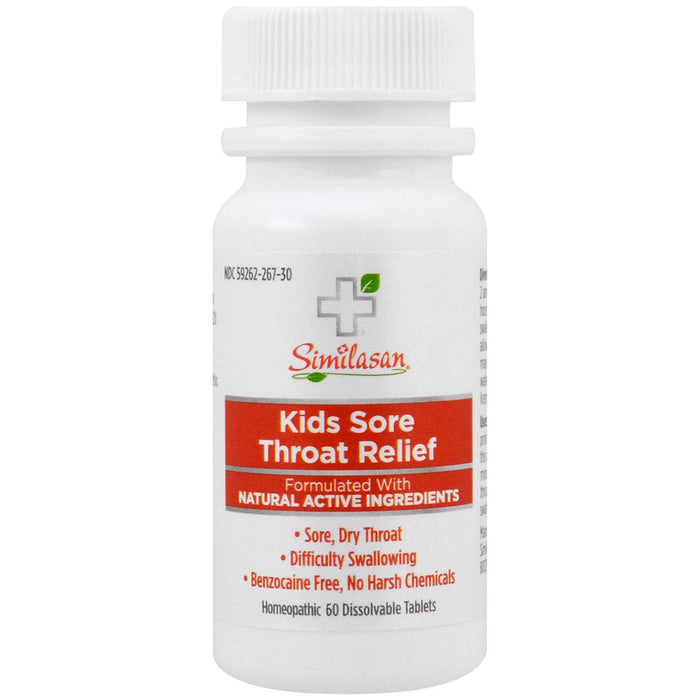 Similasan, Kids Sore Throat Relief, Guaiac Tree Actives, Kids 2+, 60 Dissolvable Tablets - HealthCentralUSA