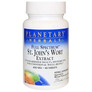 Planetary Herbals, Full Spectrum St. John's Wort Extract, 600 mg, 60 Tablets - HealthCentralUSA