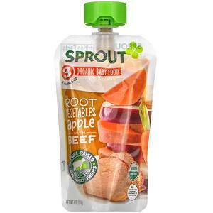 Sprout Organic, Baby Food, 8 Months & Up, Root Vegetables, Apple with Beef, 4 oz (113 g) - HealthCentralUSA