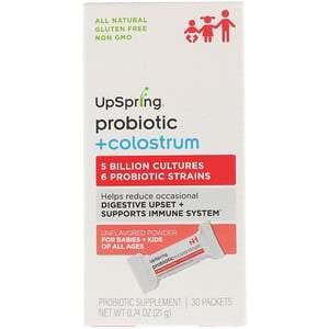 UpSpring, Probiotic + Colostrum, Unflavored Powder, 30 Packets , 0.74 oz (21 g) Each - HealthCentralUSA