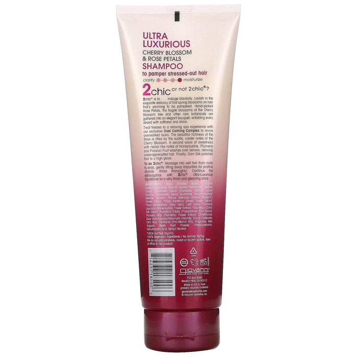 Giovanni, 2chic, Ultra-Luxurious Shampoo, To Pamper Stressed-Out Hair, Cherry Blossom + Rose Petals, 8.5 fl oz (250 ml) - HealthCentralUSA
