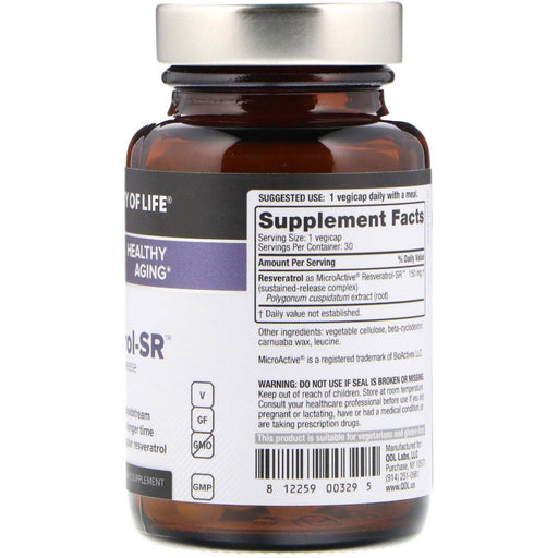 Quality of Life Labs, Resveratrol-SR, 150 mg, 30 Vegicaps - HealthCentralUSA